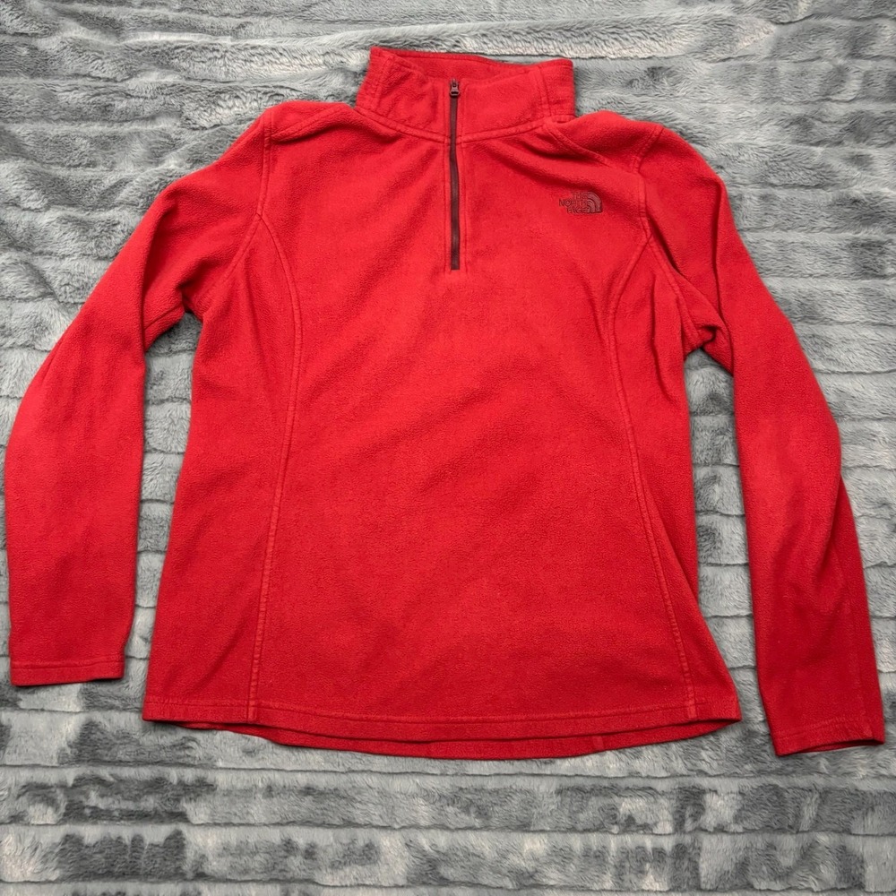 The North Face Womens TKA 100 Glacier 1/4 Zip Fleece Pullover Red Large 9009